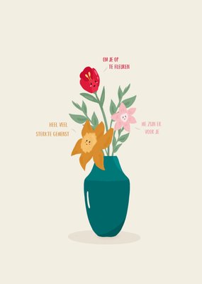 Om Je Op Te Fleuren Geïllustreerde Bloemen Sterkte Kaart
