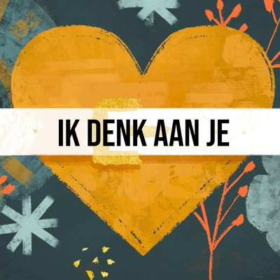 Ik Denk Aan Je Geïllustreerd Hart Kaart