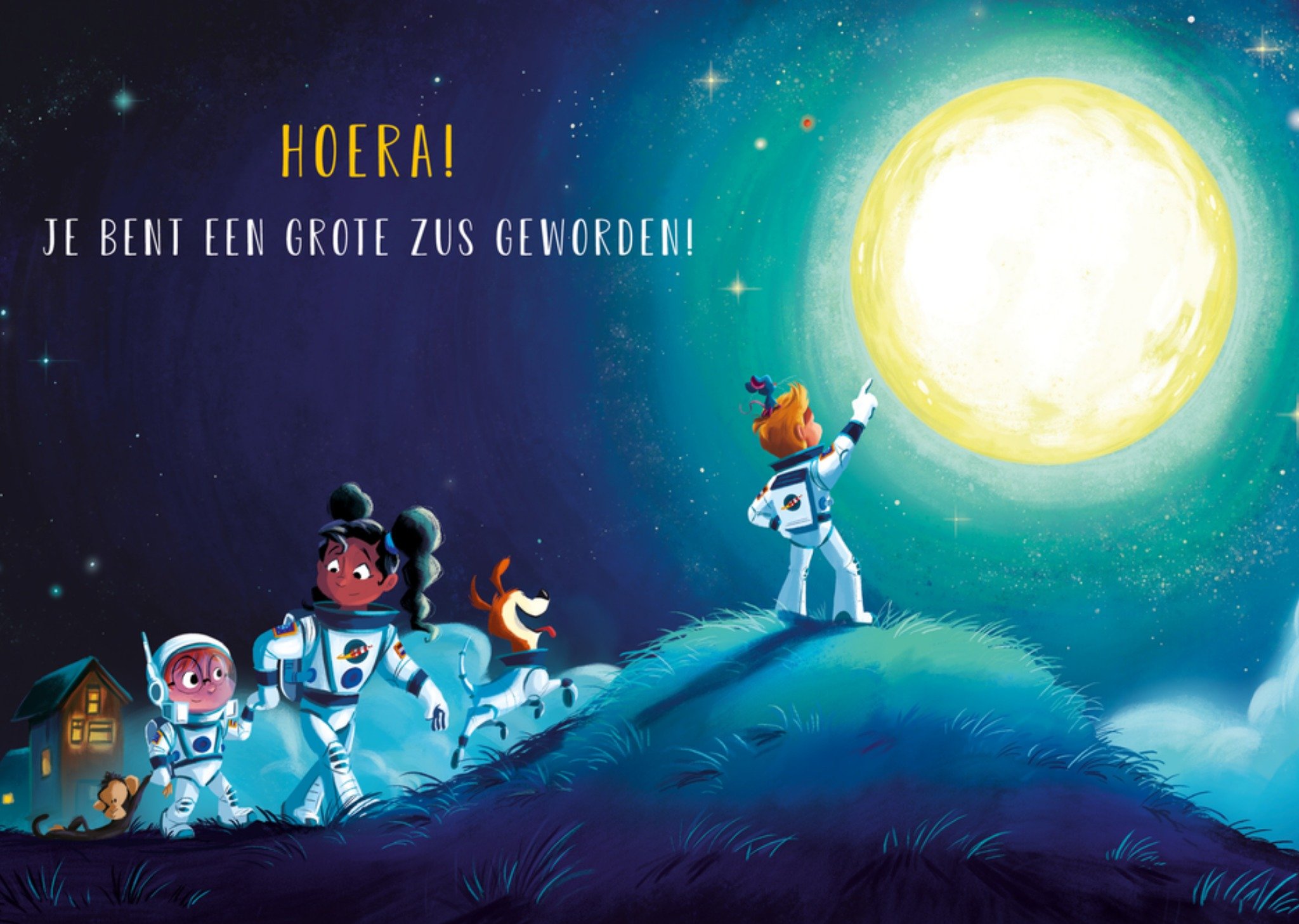 De Kleine Astronauten - Geboortekaart - Grote Zus