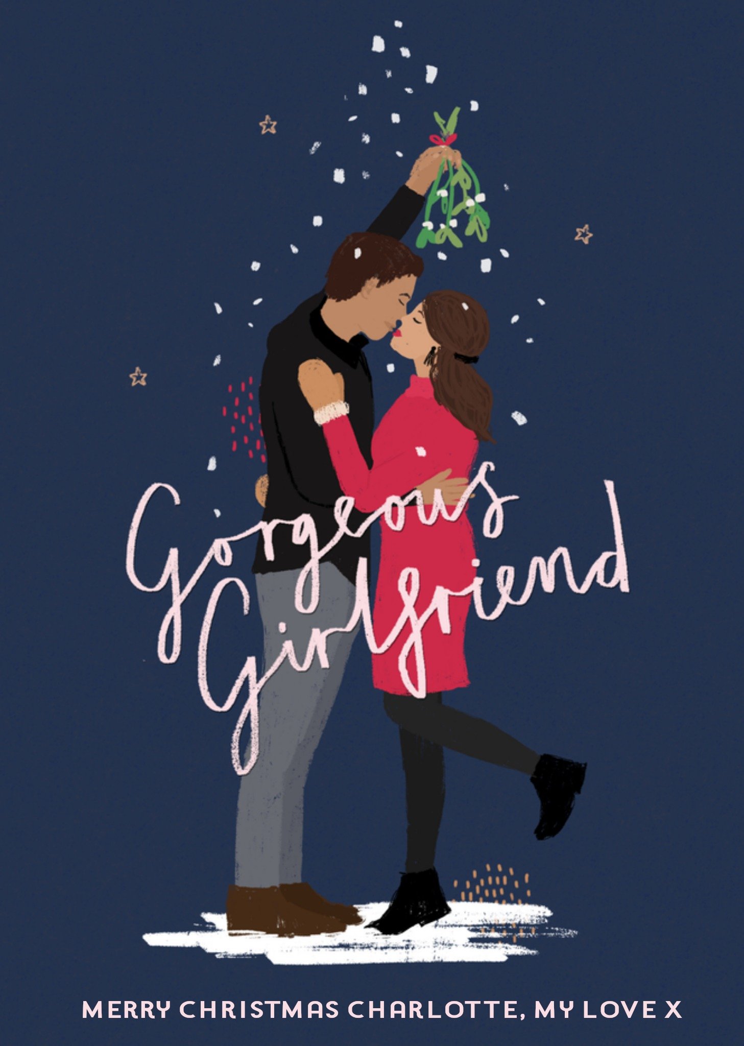 Kerstkaart Vriendin Mistletoe Greetz