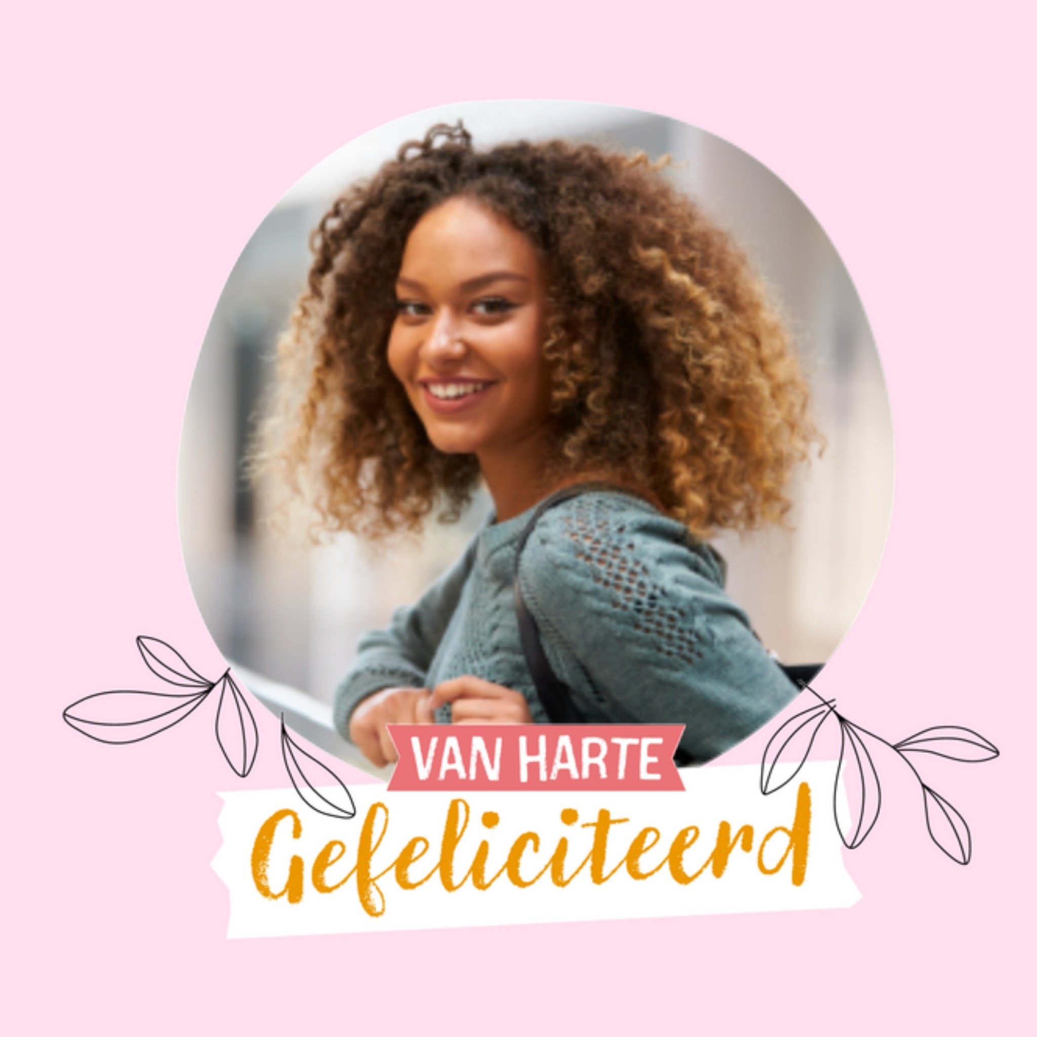 Greetz Verjaardagskaart Roze Foto Vierkant