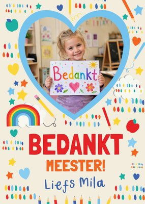 Kleurrijke Illustratie Foto Upload Meester Bedankt Kaart