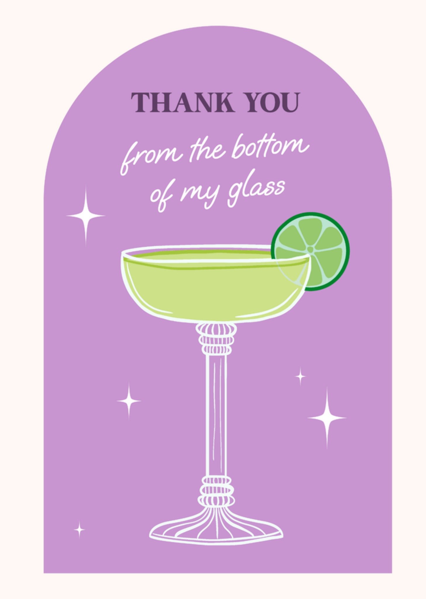 Bedankkaart Thank You From The Bottom Of My Glass Greetz