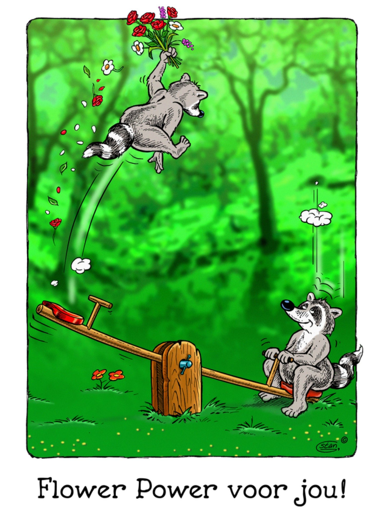 Bengels Denken aan kaart Flower Power Kaart Stan Groenland