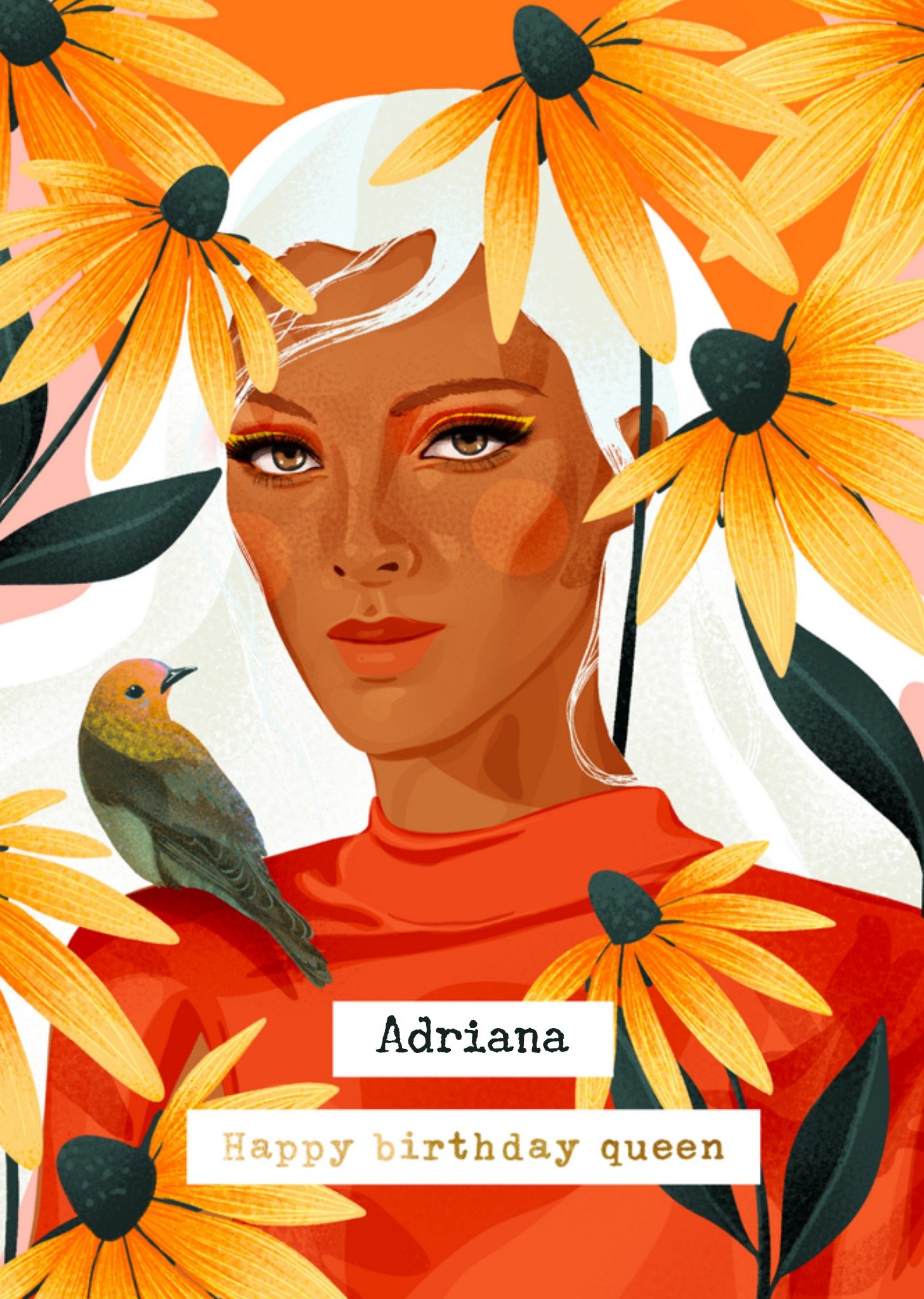 Verjaardagskaart portret met naam Kaart Greetz