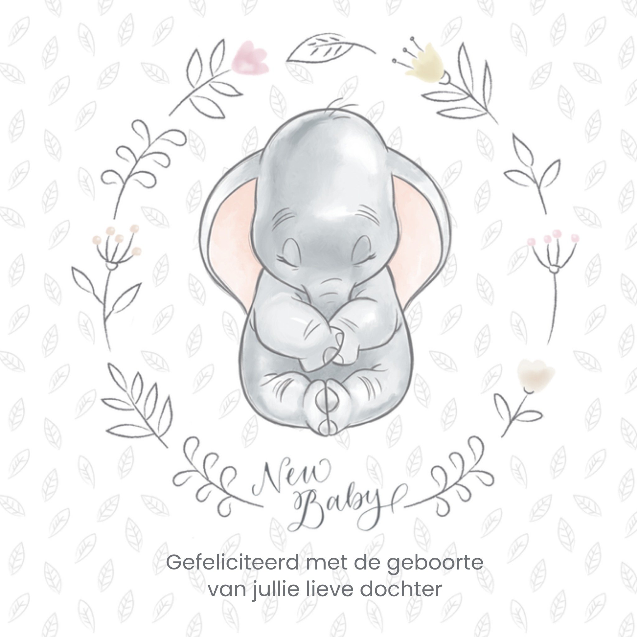 Geboortekaart Dumbo New baby Vierkante Kaart Disney