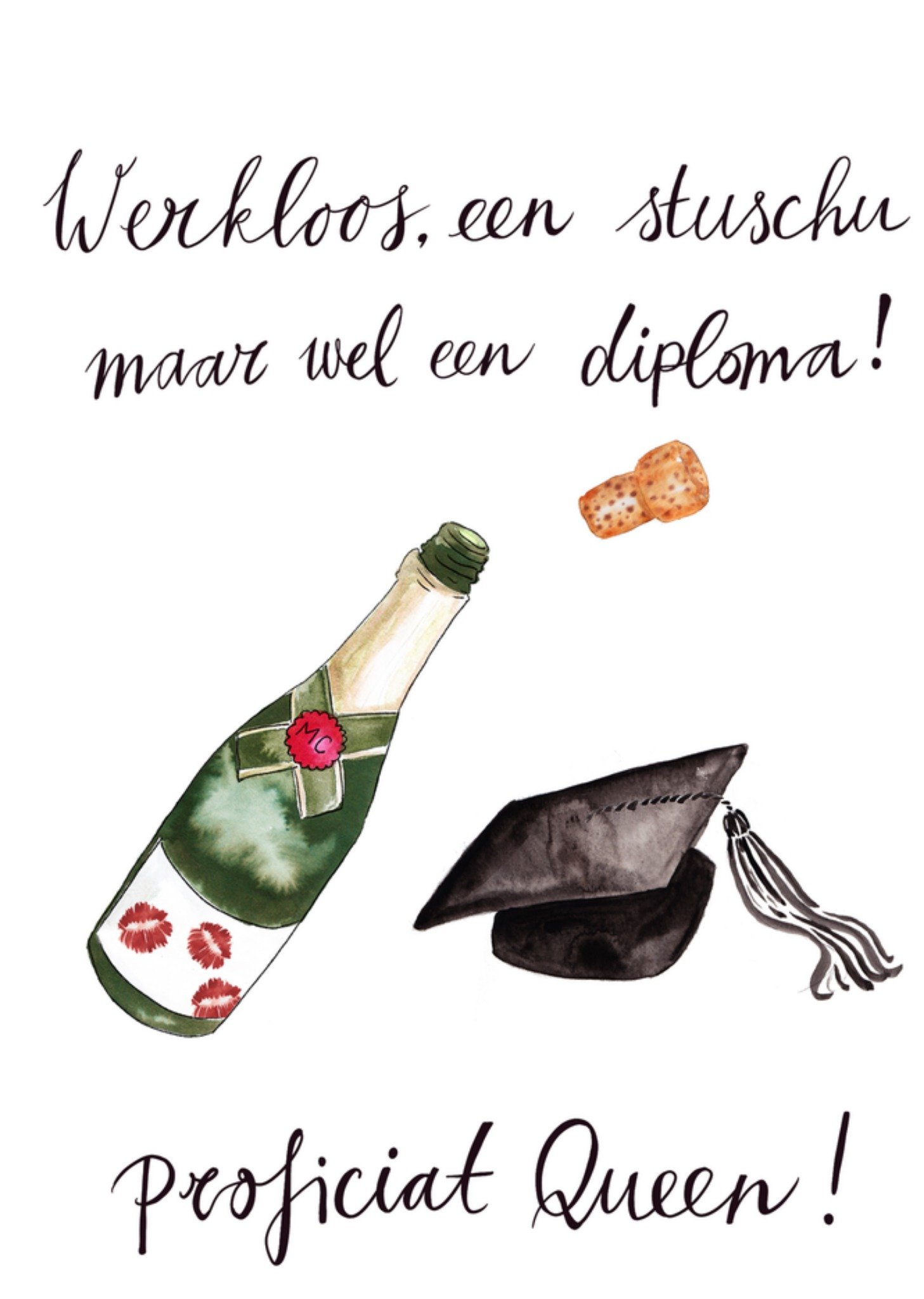 De Haarclip van Marie Claire Geslaagdkaart Proficiat queen Kaart Marie Bodié