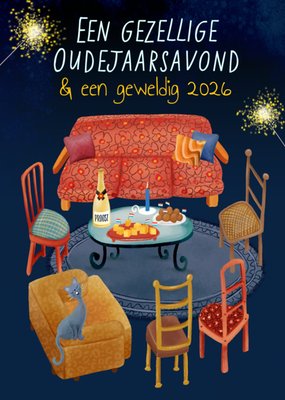 Patricia Hooning | Nieuwjaarskaart | Een Gezellige Oudejaarsavond | Aanpasbare tekst