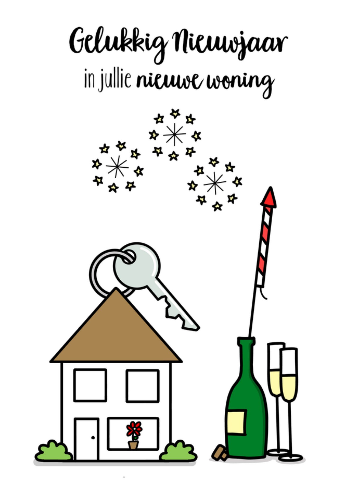 Nieuwjaarskaart nieuwe woning Kaart YH Tekent