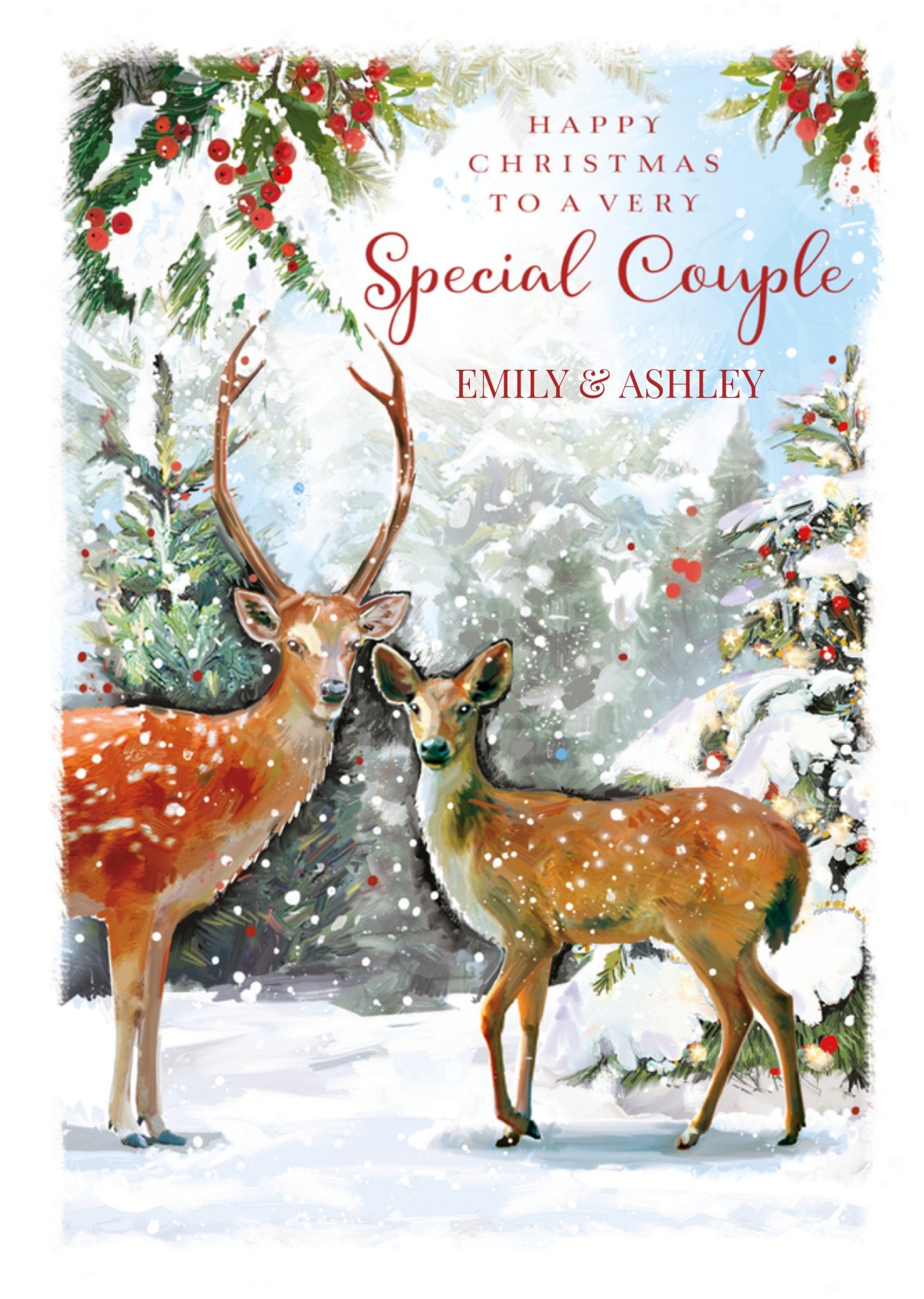 Kerstkaart Vrolijk Hert Ling Design