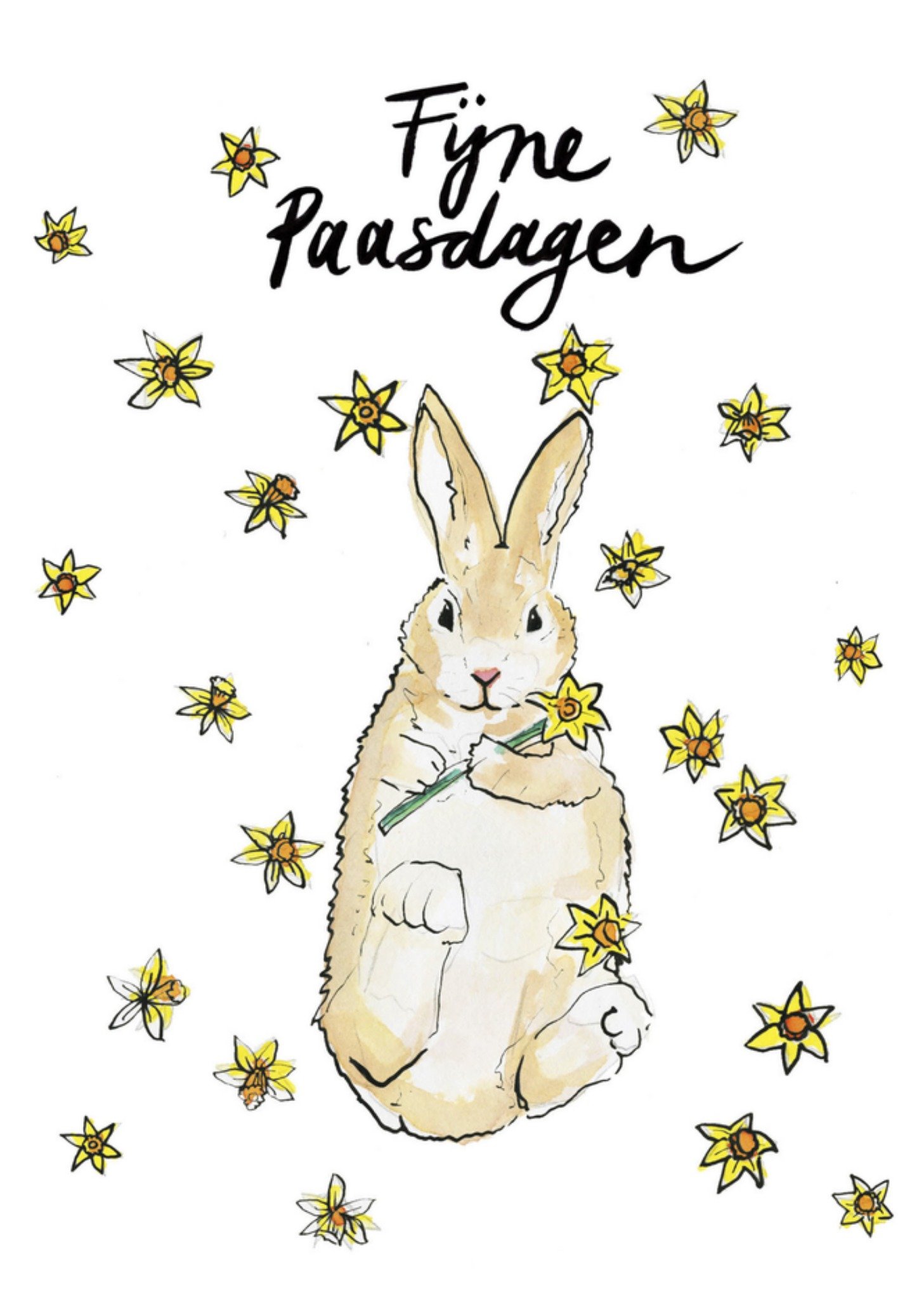 Marie Bodie Paaskaart konijn fijne paasdagen Kaart Marie Bodié