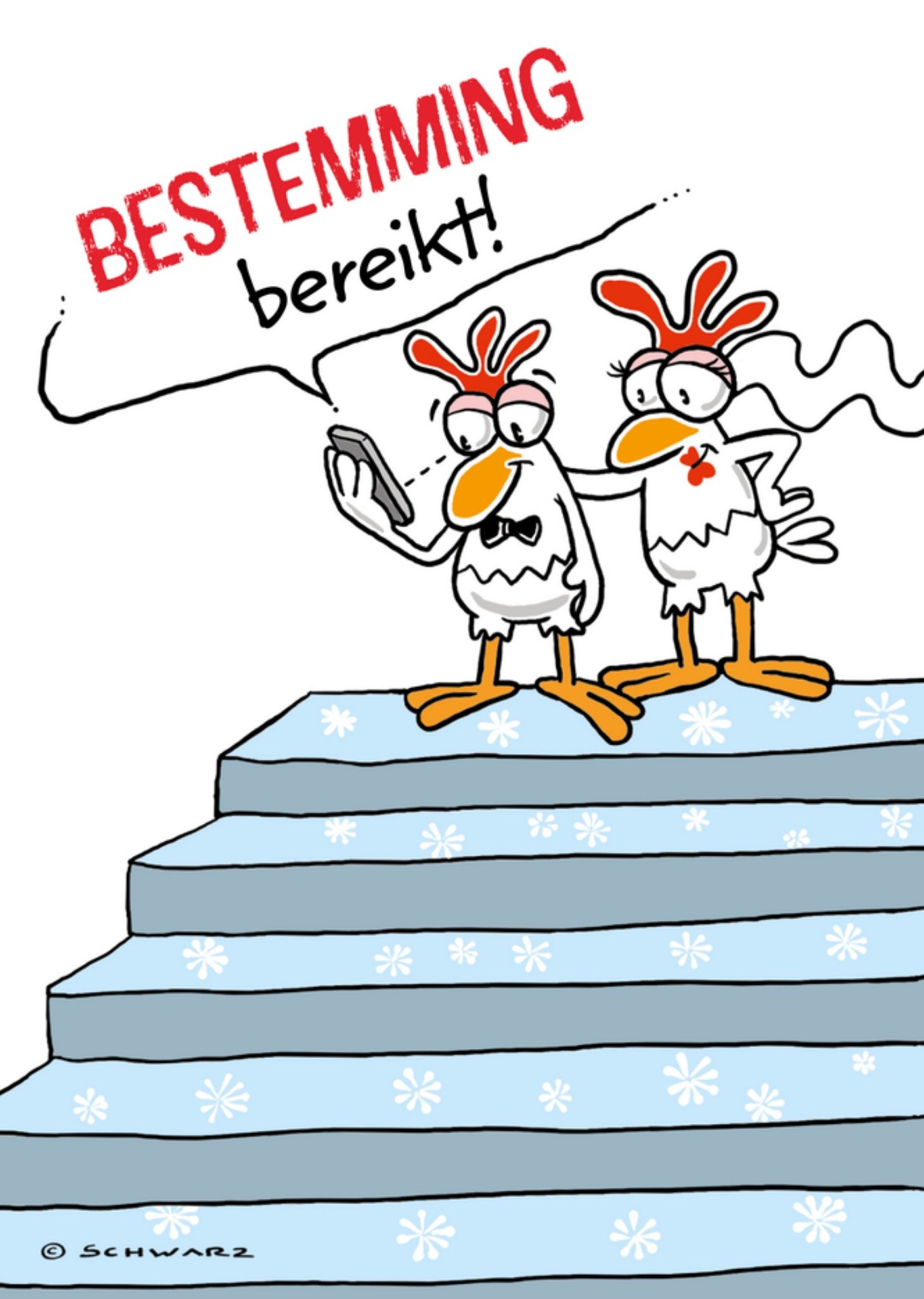 Huwelijkskaart grappig kippen Kaart TMS