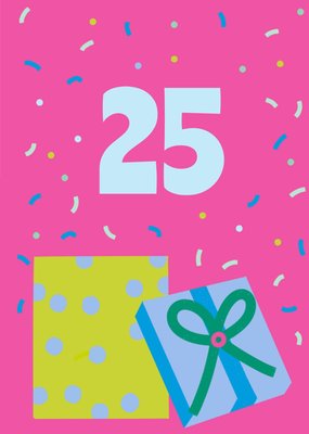 Geïllustreerd Cadeaus 25e Verjaardag Kaart