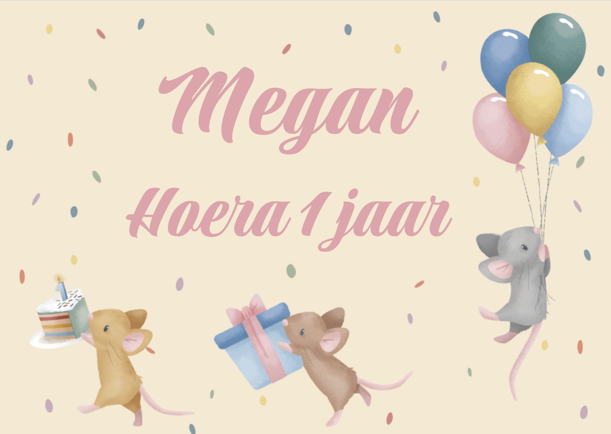 Verjaardagskaart Aanpasbare naam en leeftijd Kaart Little Dutch