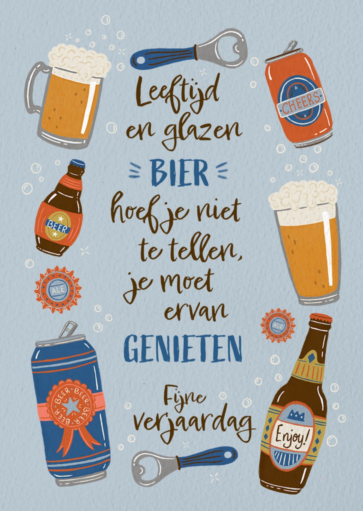 Verjaardagskaart Bier Illustratie Greetz