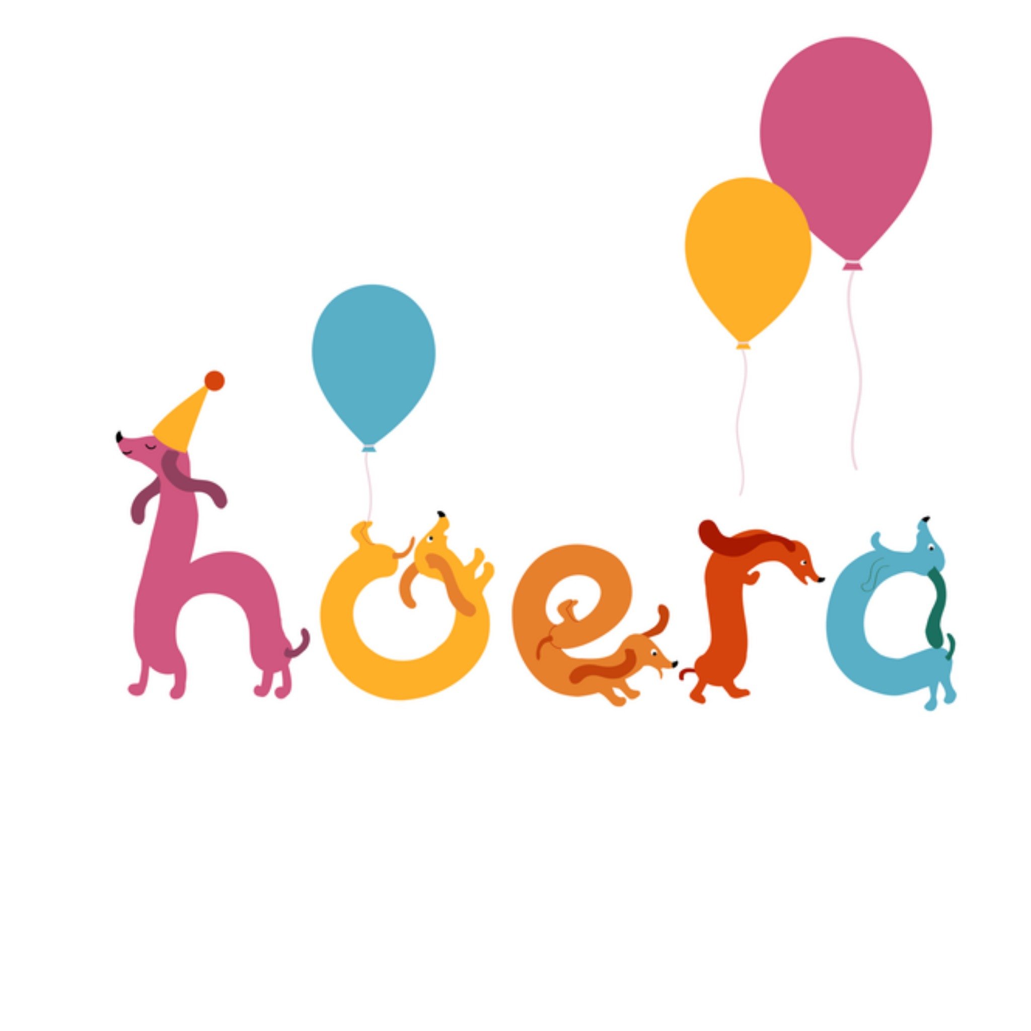 Patricia Hooning Verjaardagskaart Hondjes Hoera Vierkante Kaart Fishuals