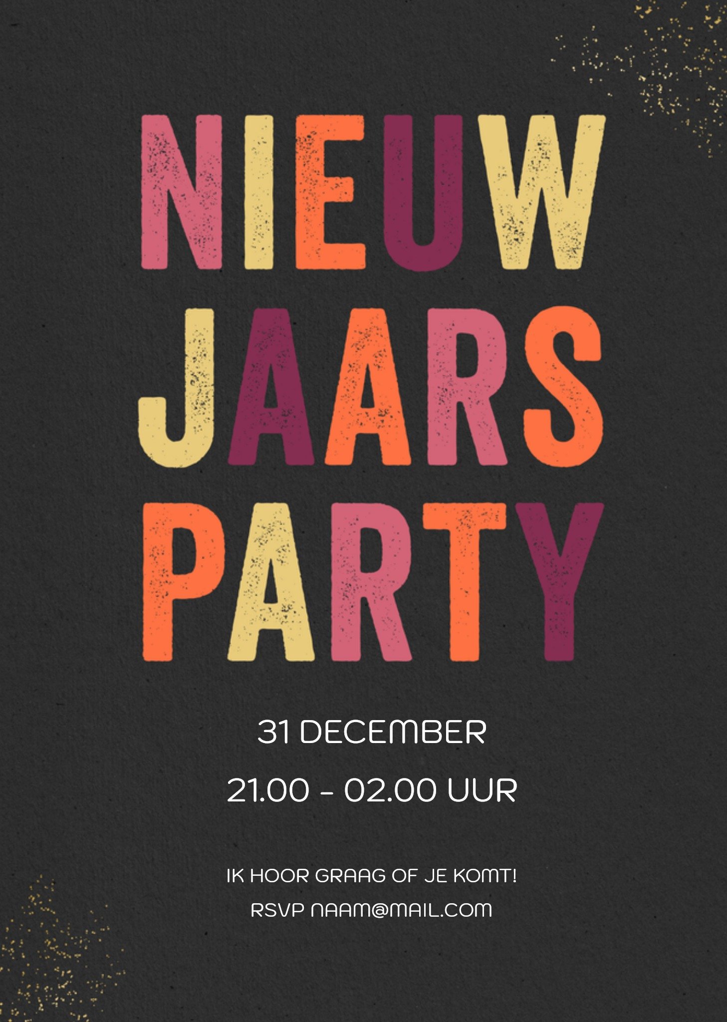 Uitnodiging nieuwjaarsfeest met tekst Kaart Greetz