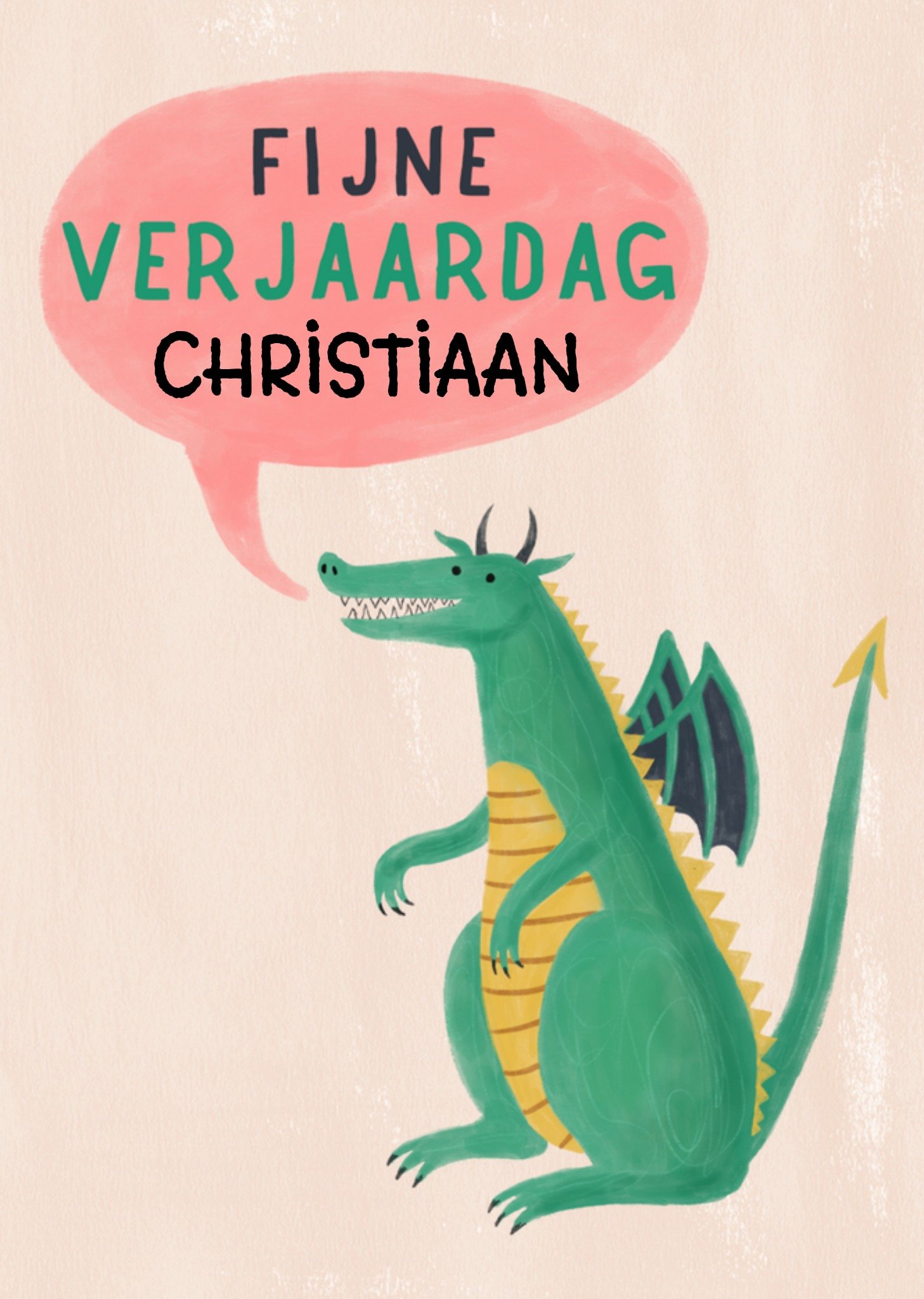 Verjaardagskaart met naam draak Kaart Pigment