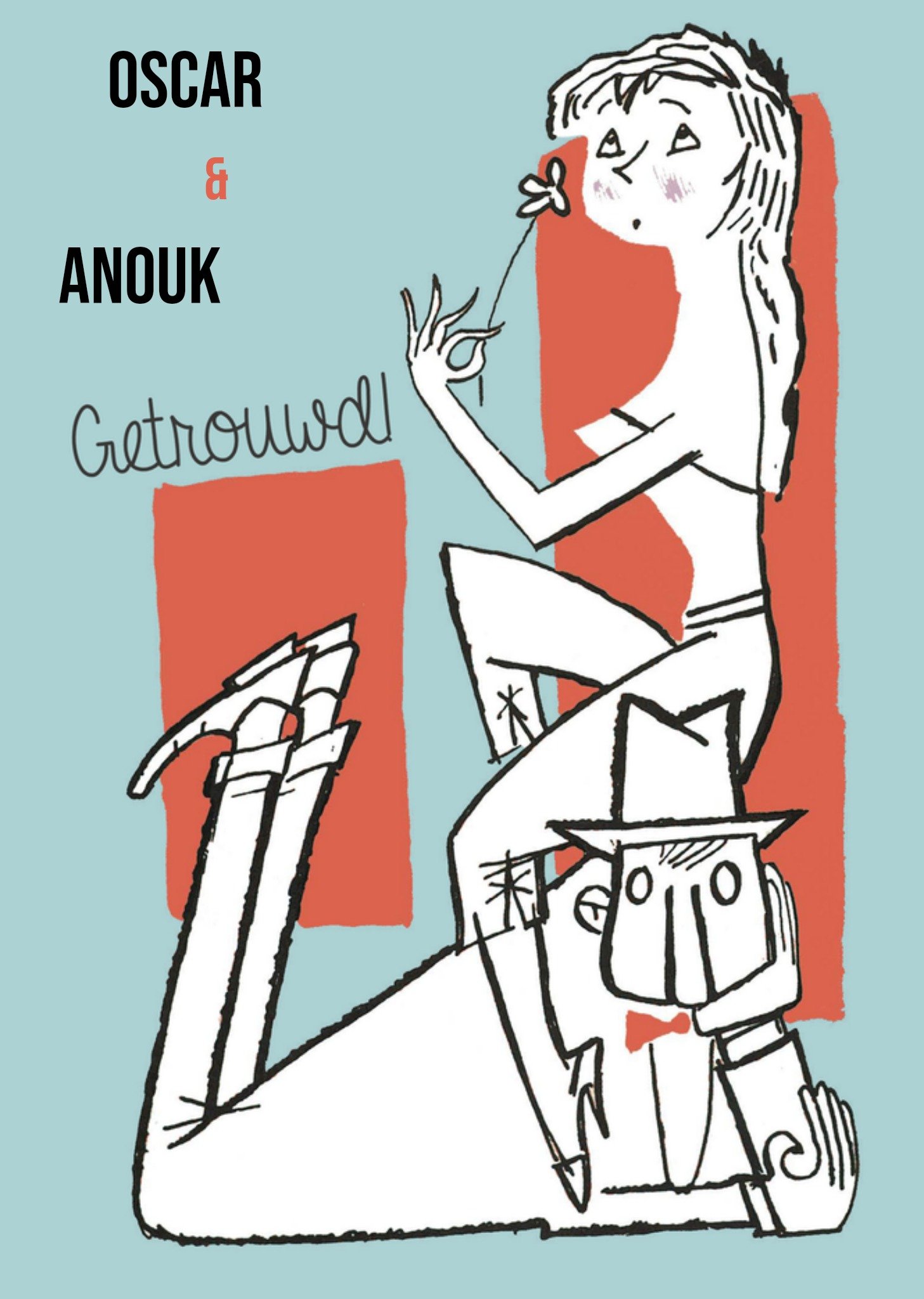 Huwelijkskaart met illustratie Kaart Fiep Westendorp