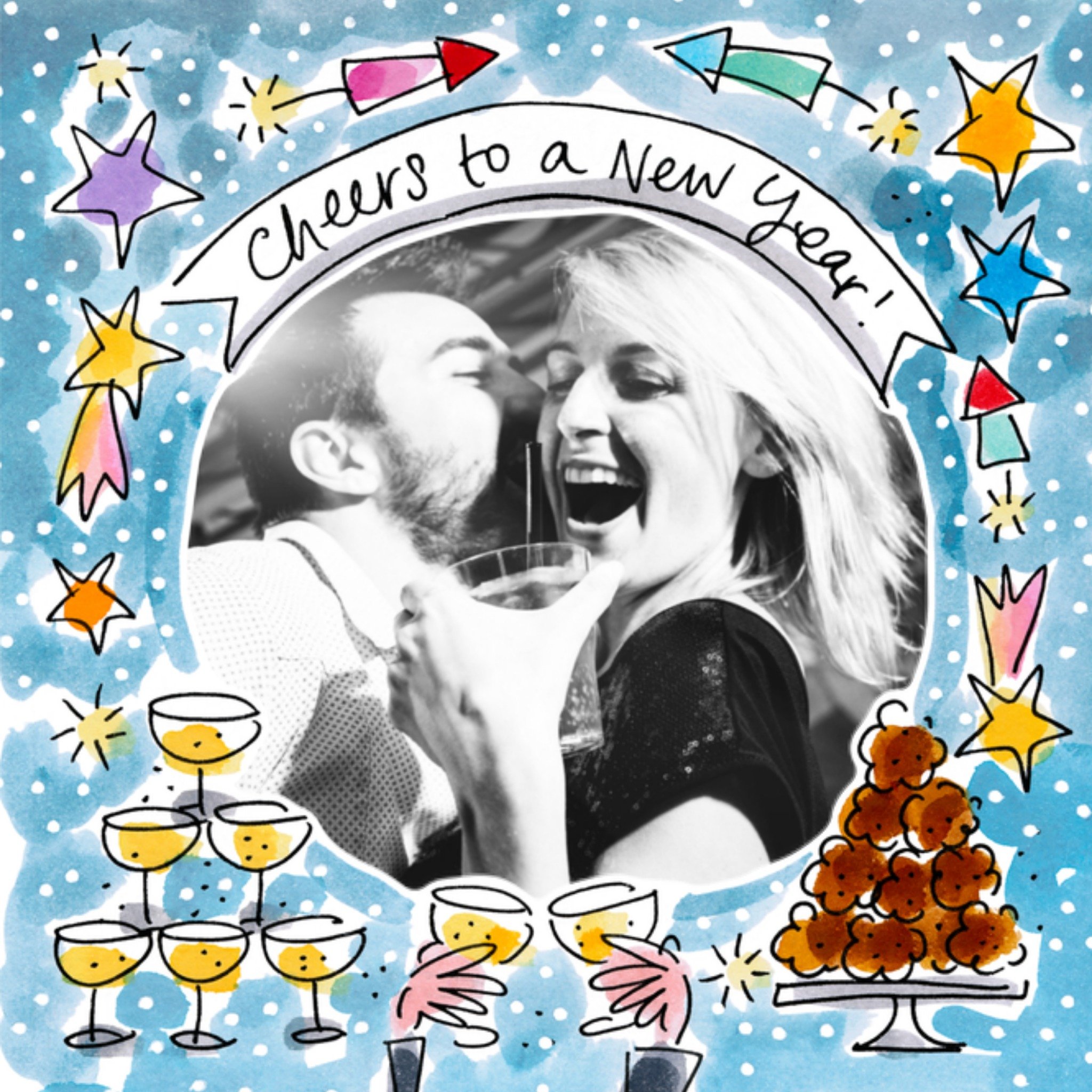 Nieuwjaarskaart fotokaart Vierkante Kaart Blond Amsterdam