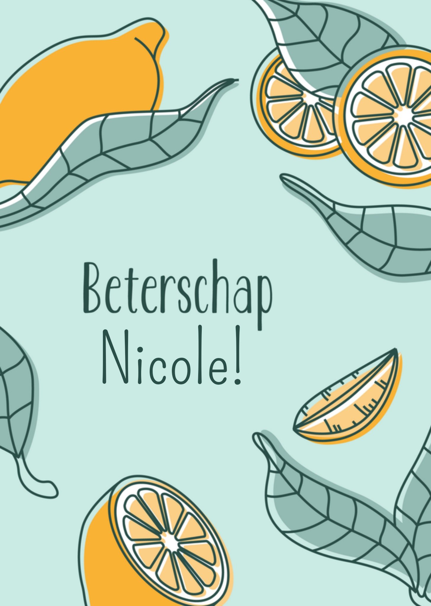 Beterschapskaart Citroenen + naam Kaart Greetz