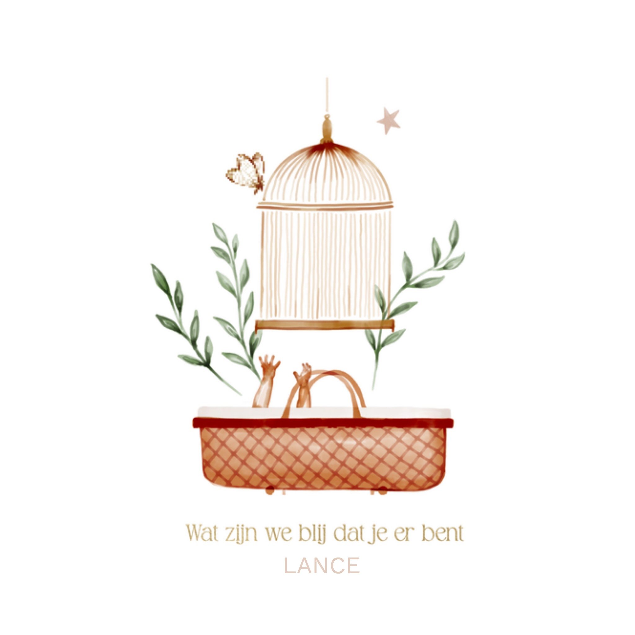 Greetz Geboortekaart Babybedje Vierkant