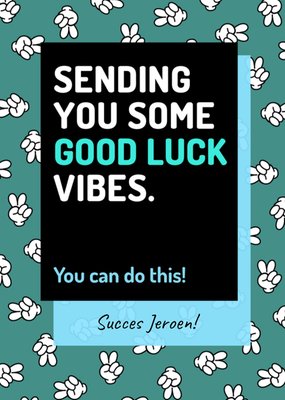 Ik Stuur Je Geluksvibes Peace Teken Patroon Typografisch Succes Kaart