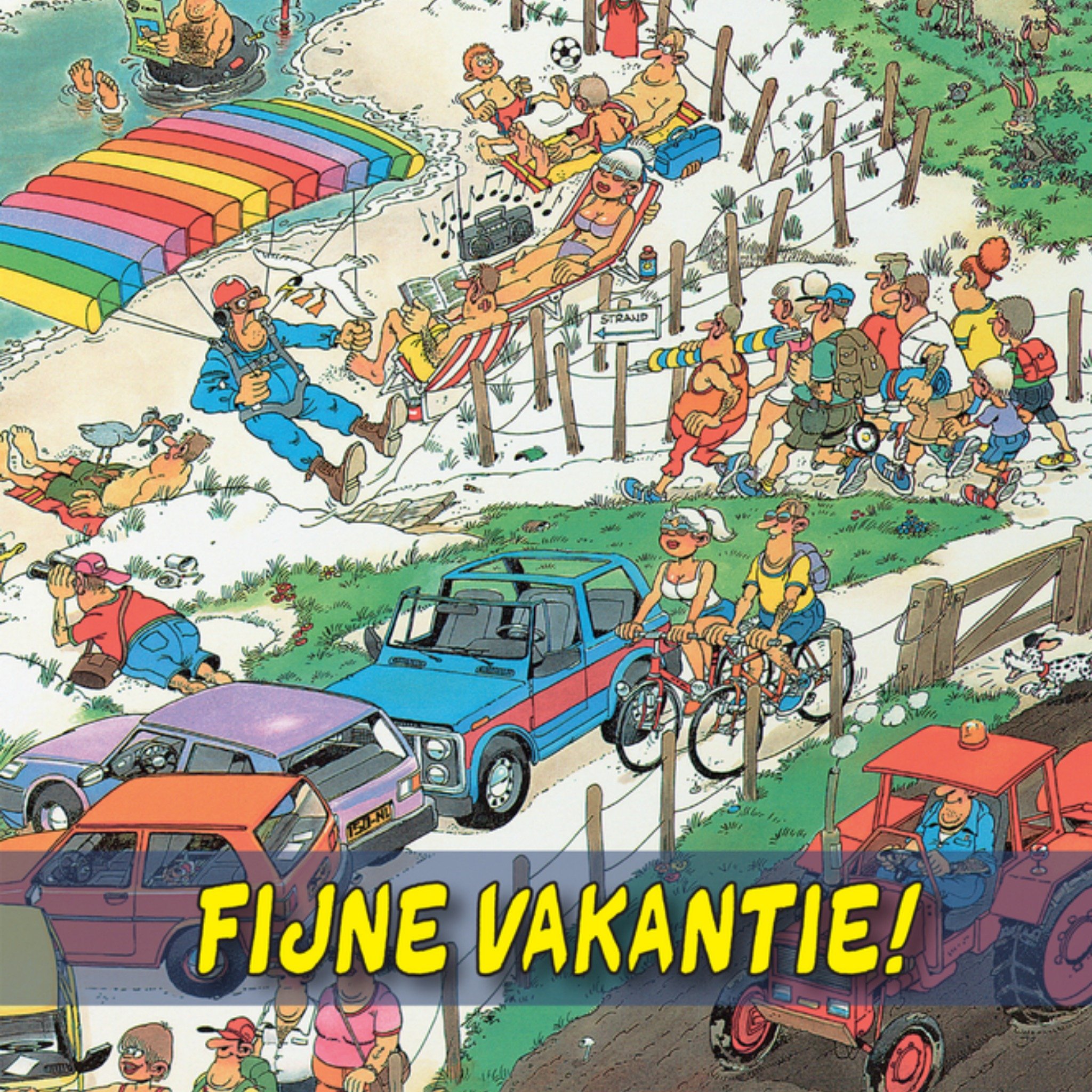 Vakantiekaart Fijne vakantie Vierkante Kaart Jan van Haasteren