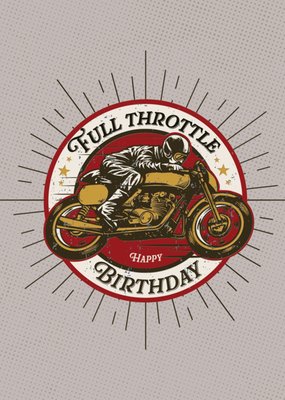 Full Throttle Happy Birthday Geïllustreerd Motor Verjaardagskaart