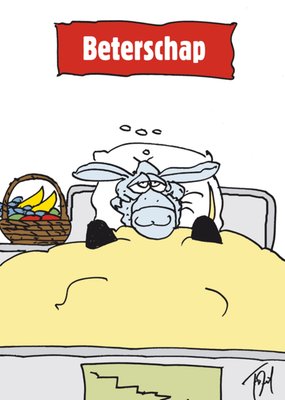 TMS | Beterschapkaart | Illustratie ziek schaap in bed