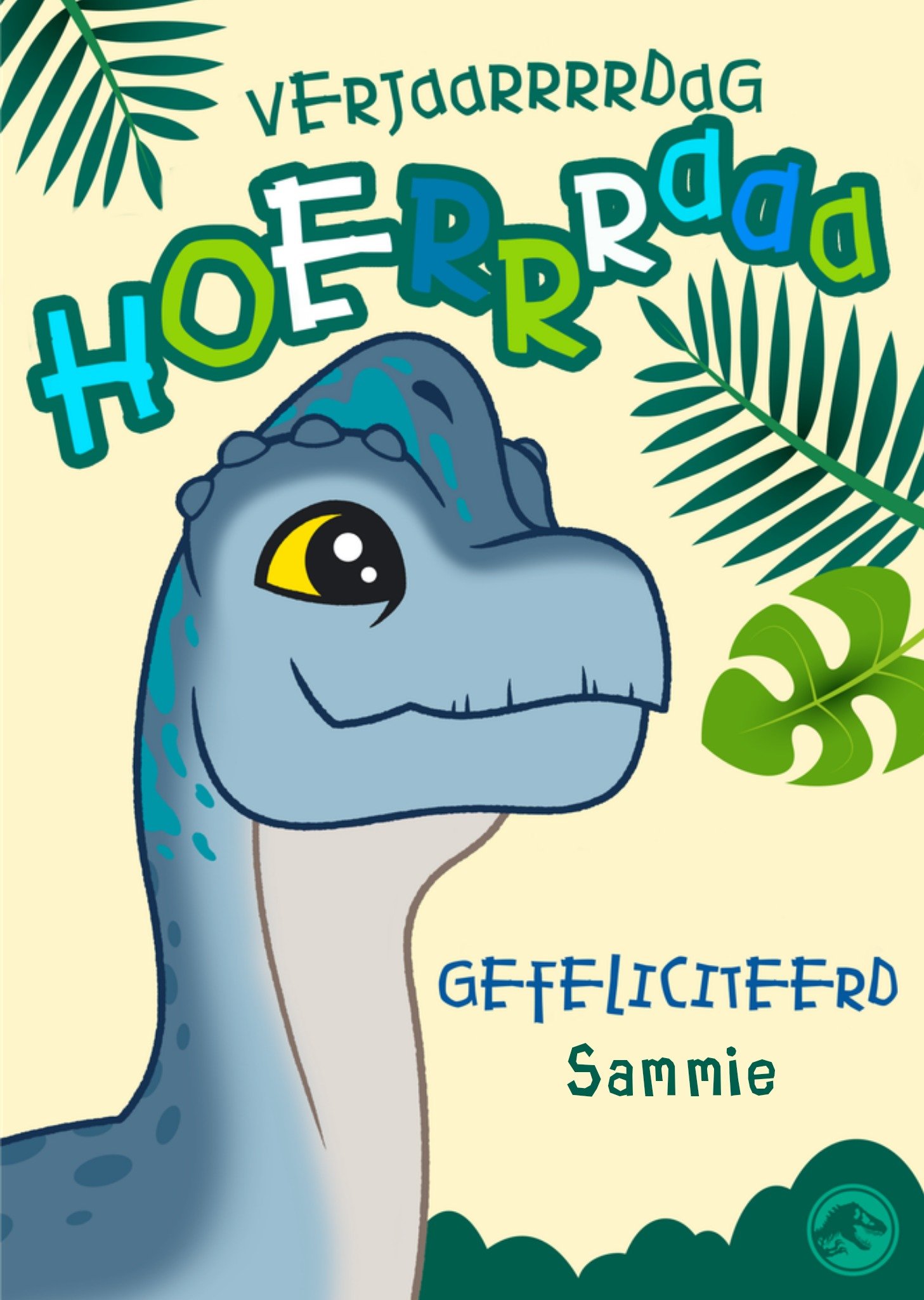 Verjaardagskaart Gefeliciteerd Met naam Kaart Jurassic World