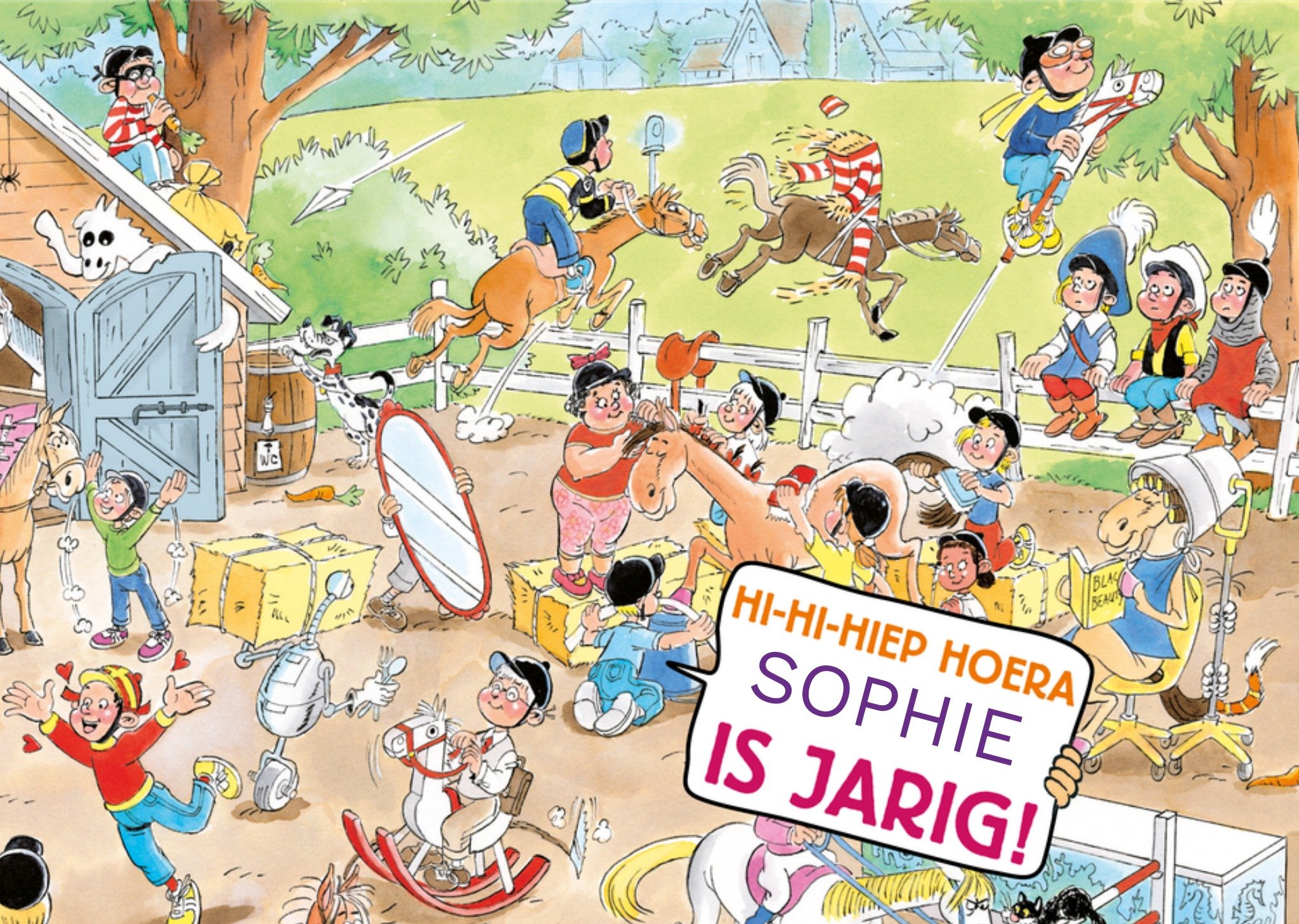 Verjaardagskaart Paardenstal Met naam Kaart Jan van Haasteren Junior