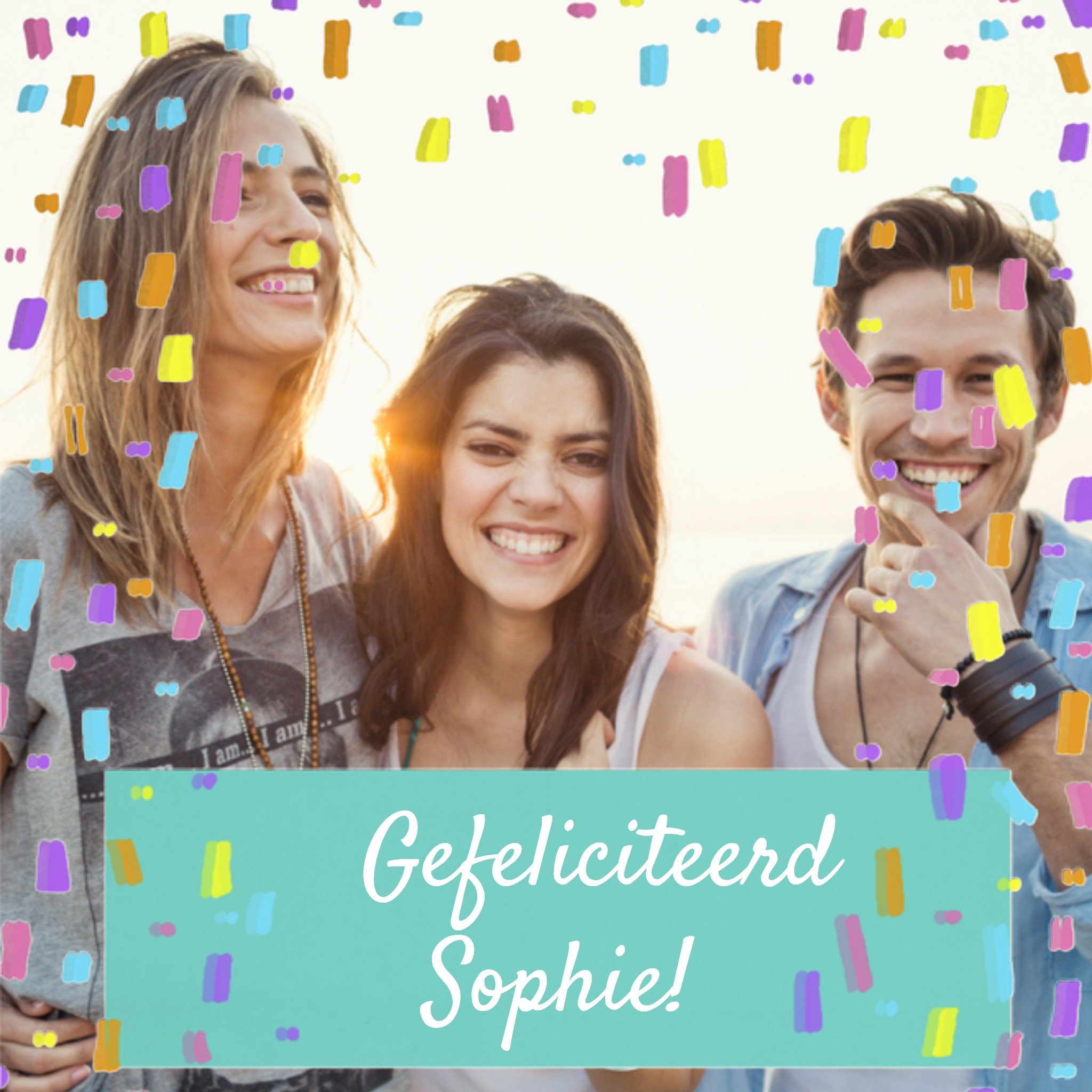 Greetz Felicitatiekaart foto met naam Vierkant