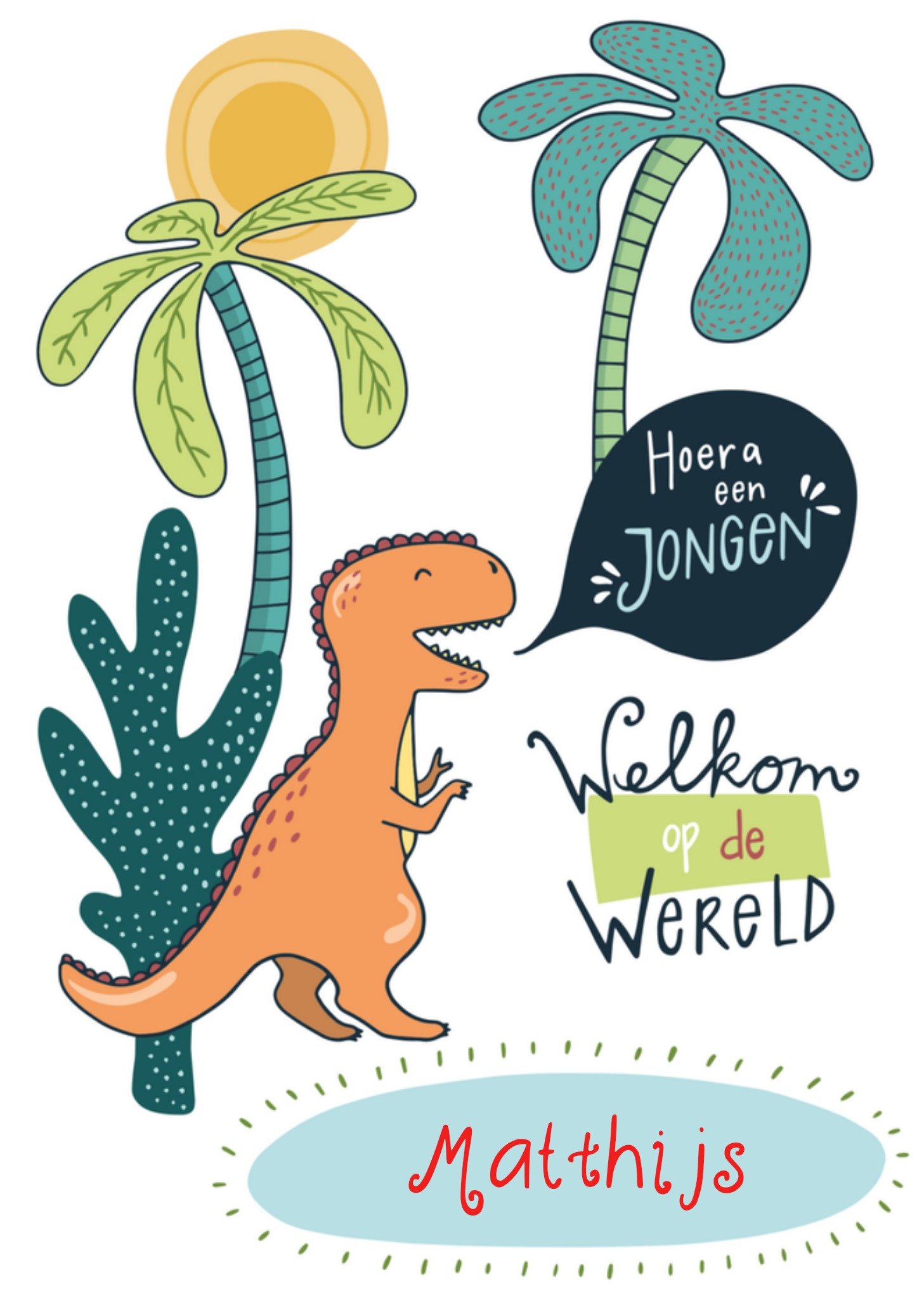 Geboortekaart met naam Kaart Funny Side Up