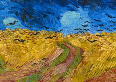 Klaas de Jong | Kunstkaart | Korenveld met kraaien