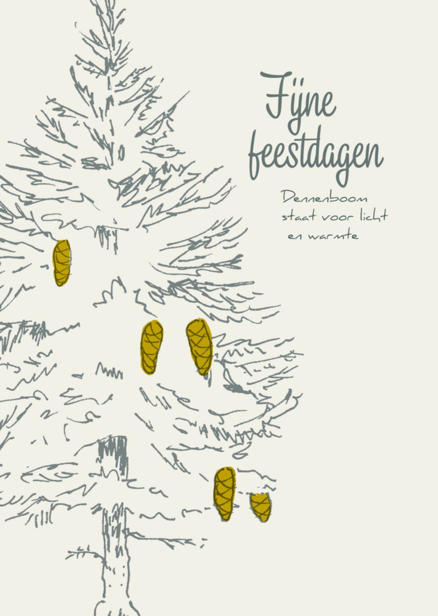 Kerstkaart Fijne feestdagen Dennenboom Veer Moon