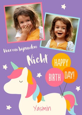 Voor Een Bijzondere Nicht Eenhoorn Illustratie Foto Upload Verjaardag Kaart
