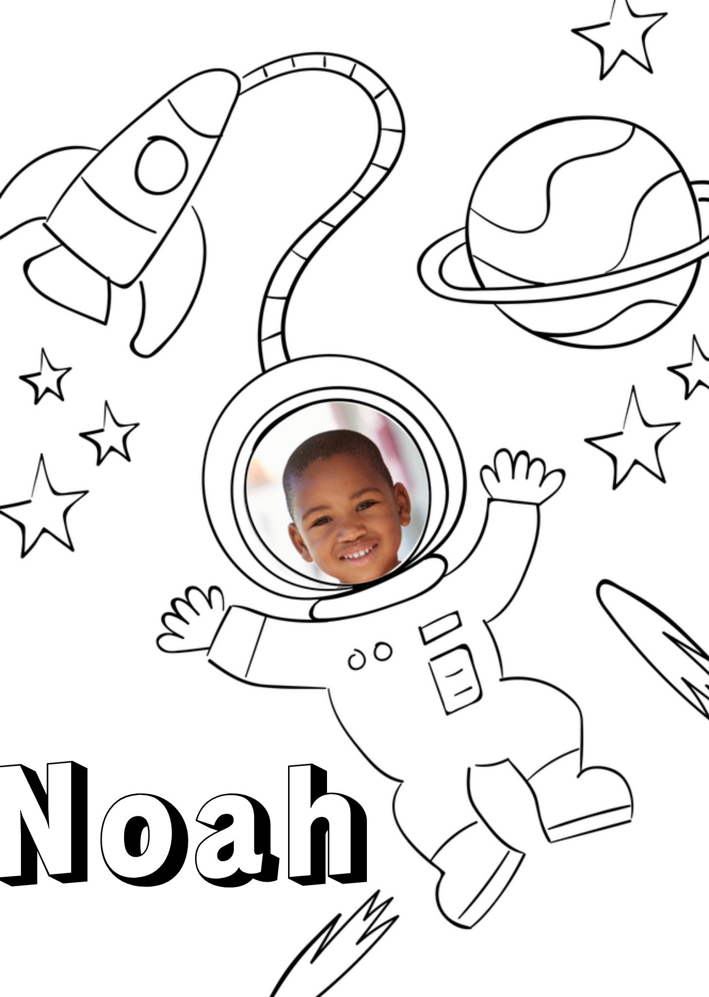 Kleurplaatkaart Astronaut Met foto Kaart Greetz