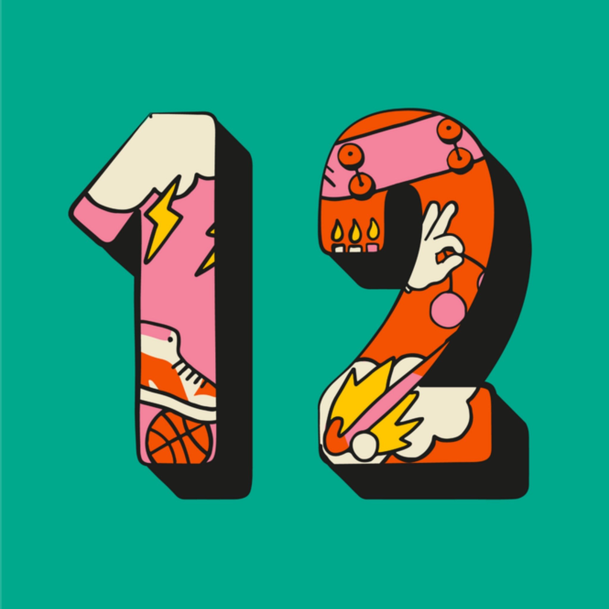 Greetz Verjaardagskaart 12 Groen Vierkant