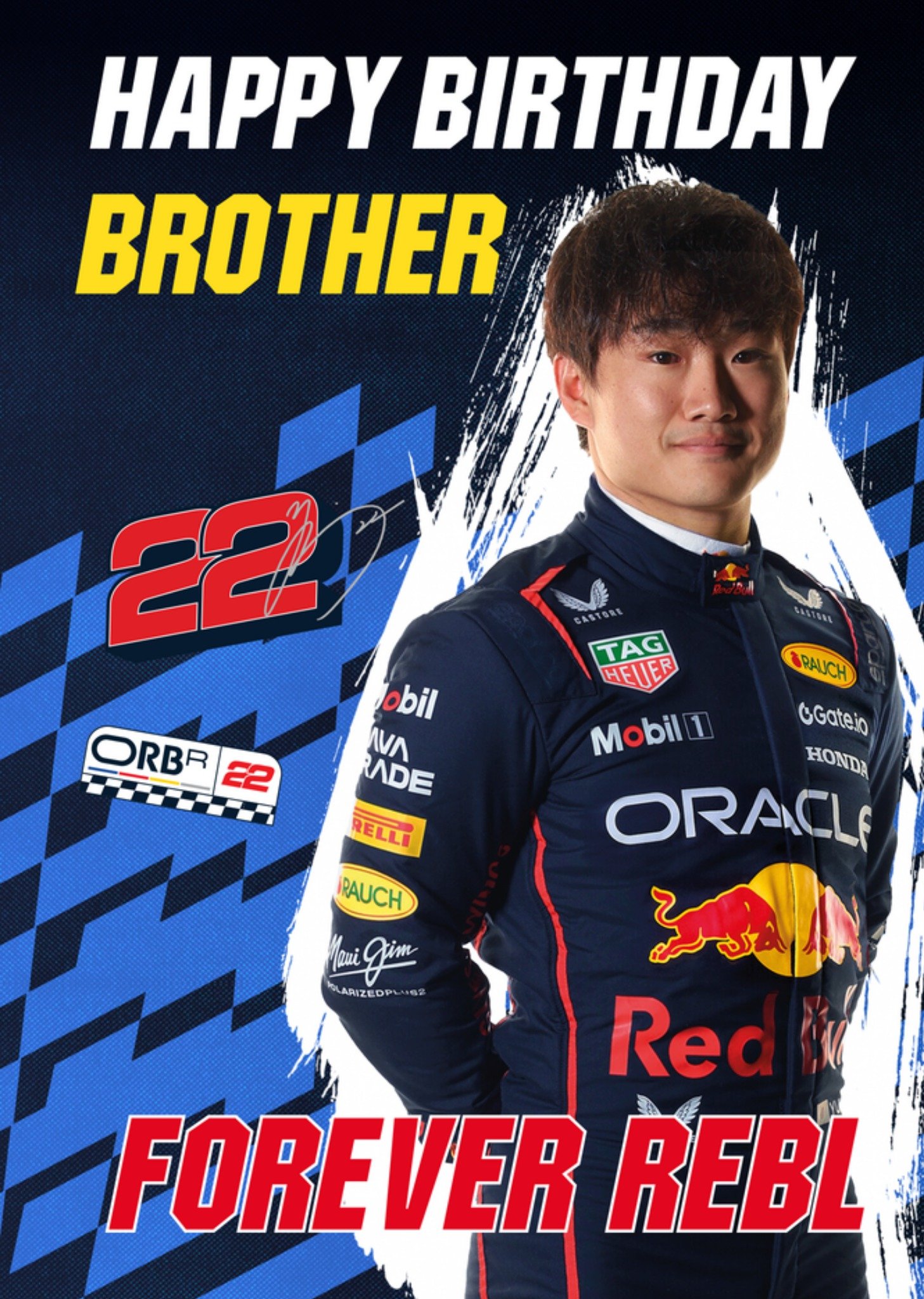 Greetz Danilo Verjaardagskaart Red Bull Racing Happy Birthday Brother Yuki Tsunoda Standard Card