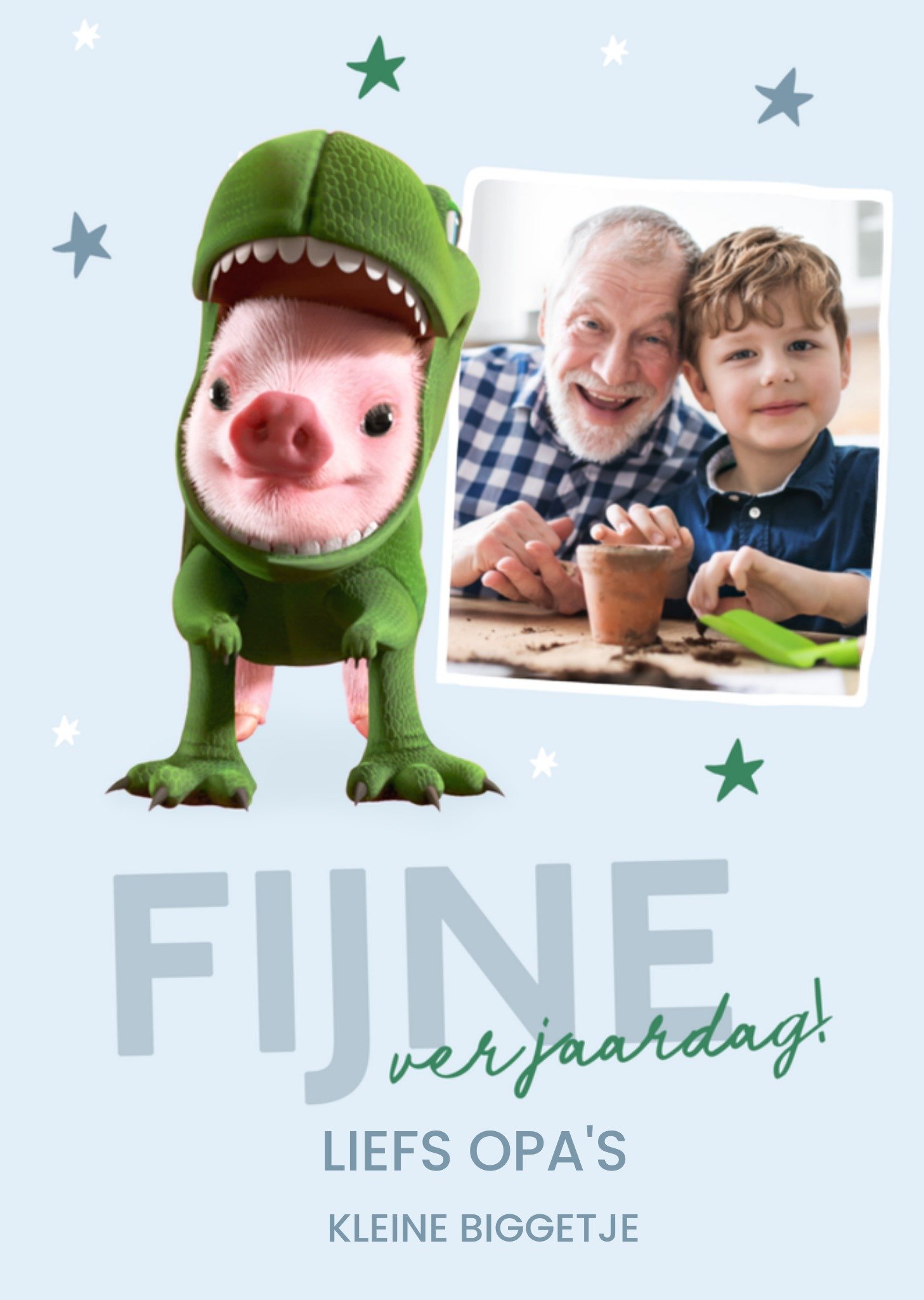 Verjaardagskaart fotokaart biggetje Greetz