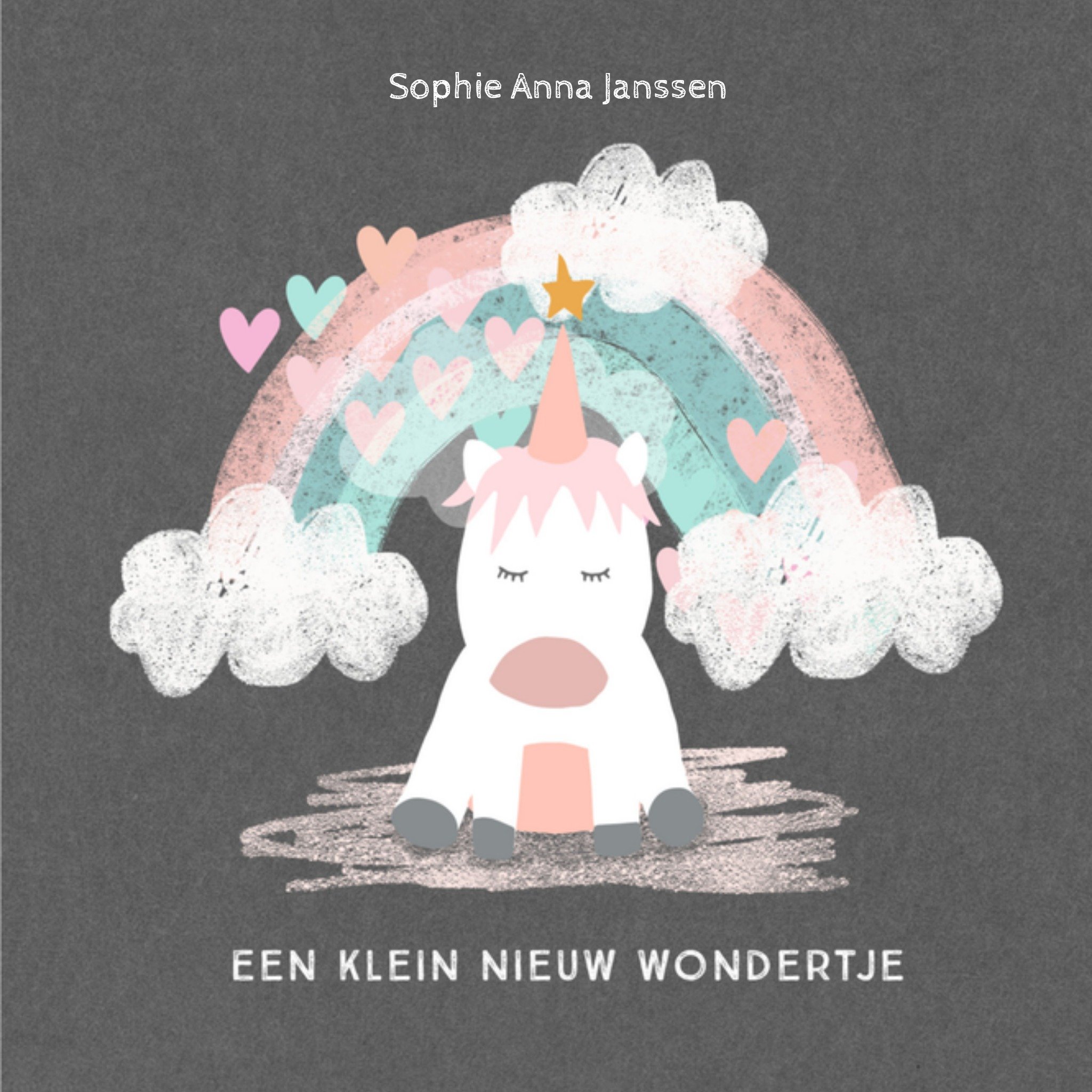 Greetz Geboortekaart eenhoorn Vierkant