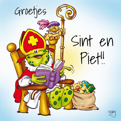 Groetjes Sint En Piet Illustratie Kikker Sinterklaas Kaart