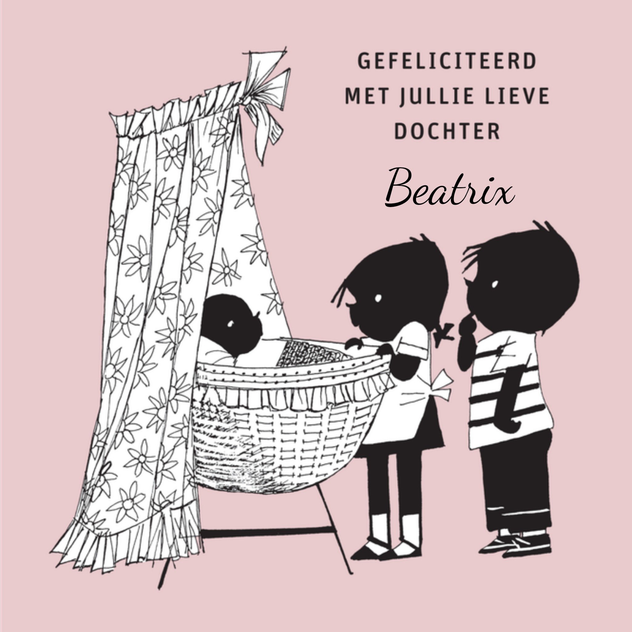 Geboortekaart Jip en Janneke Dochter Vierkante Kaart Fiep Westendorp