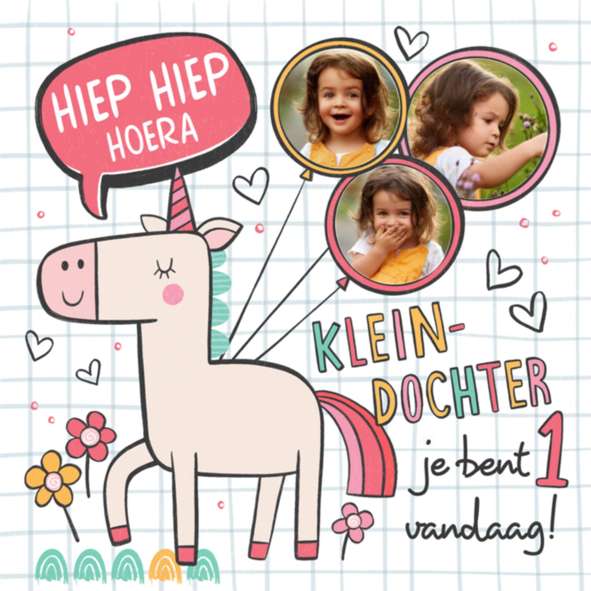 Greetz Verjaardag Unicorn Foto Vierkant