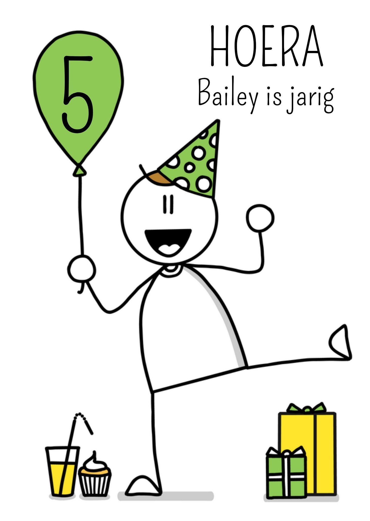 Verjaardagskaart met naam Kaart YH Tekent