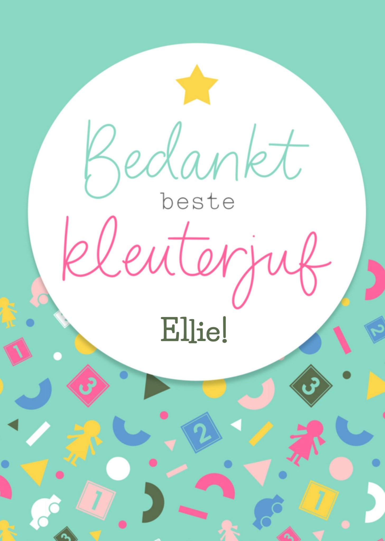 Letters by Julia Bedankkaart met naam juf Kaart Letters By Julia