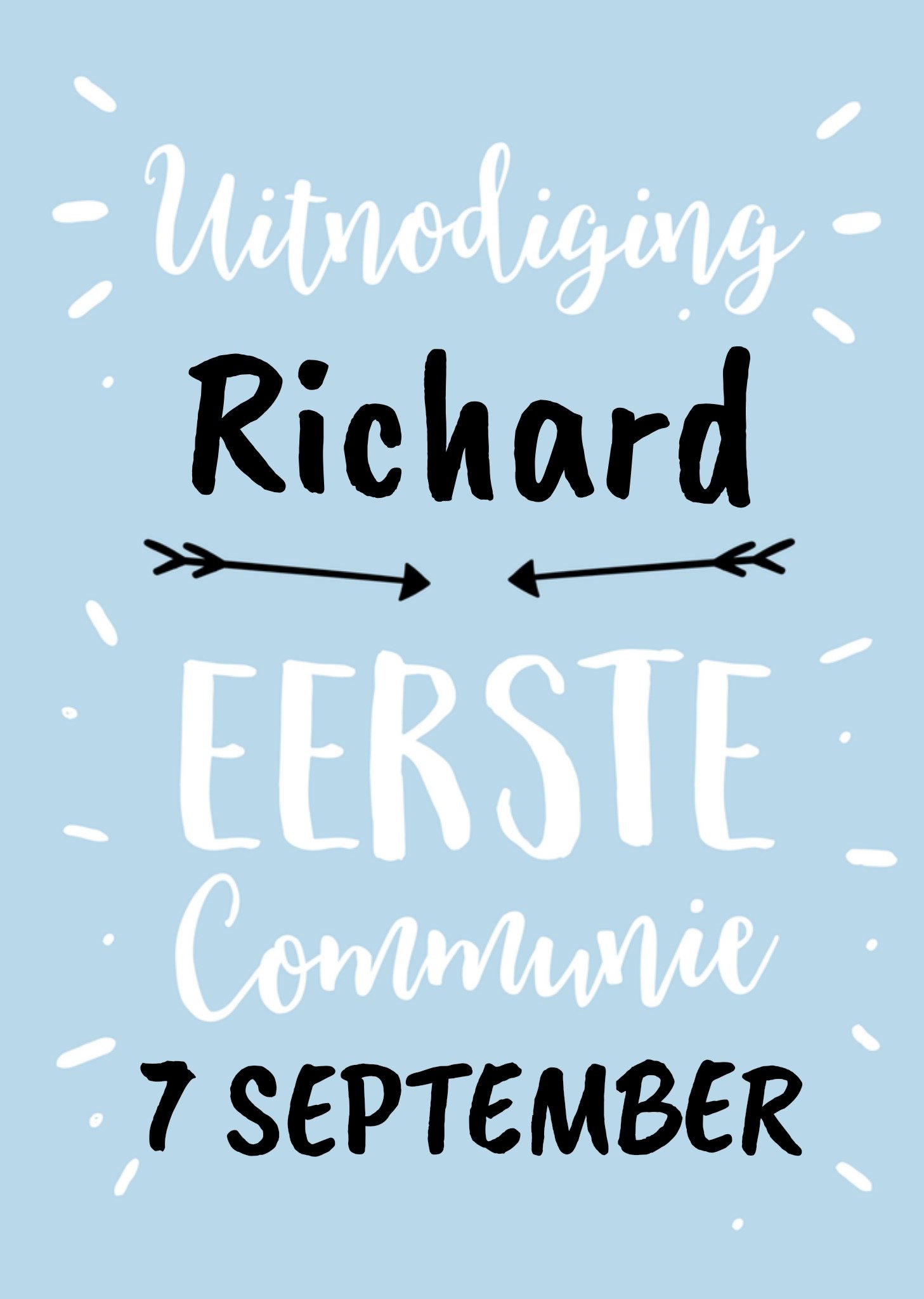 Greetz Uitnodiging Communie met naam Standard Card