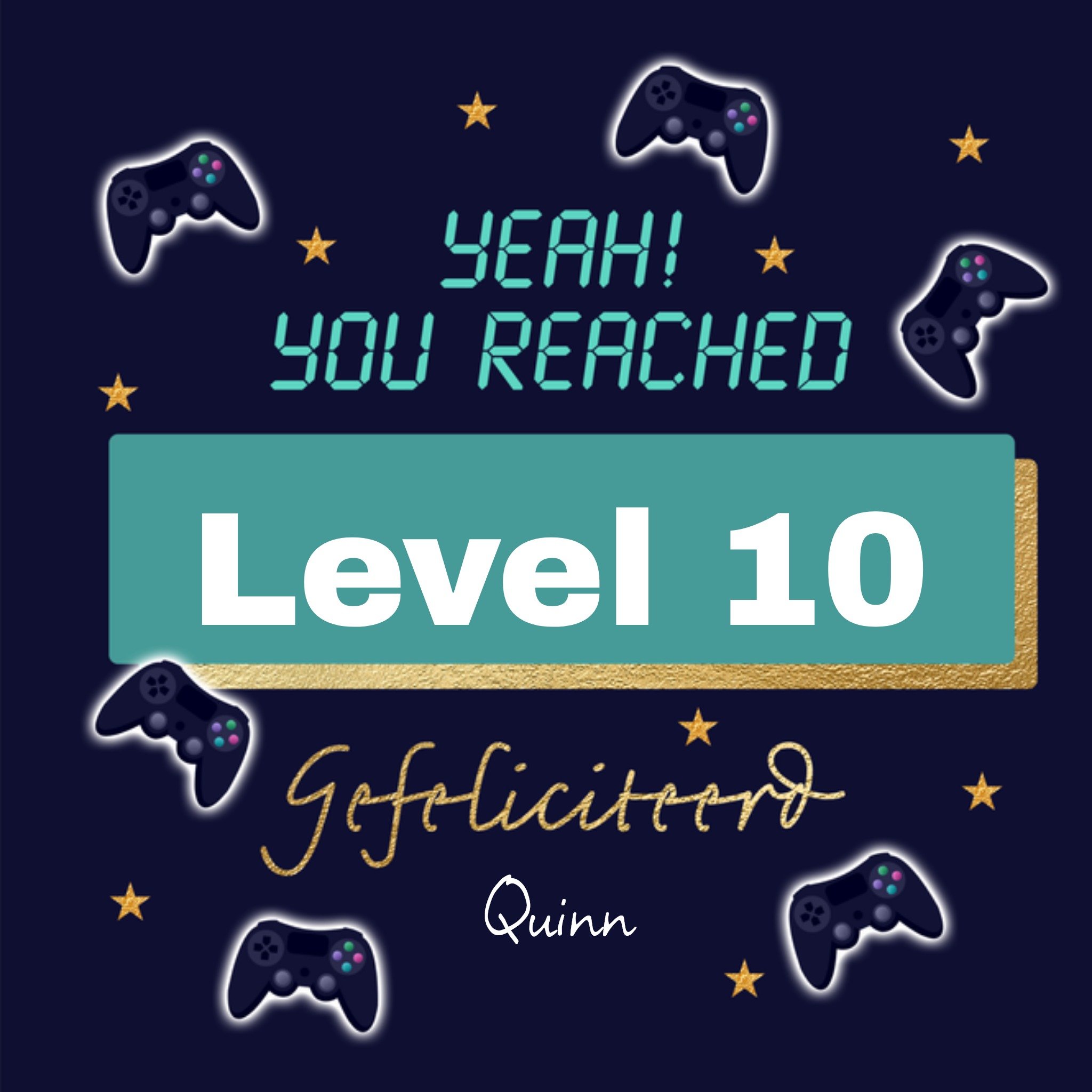 Verjaardagskaart met naam gamen Vierkante Kaart Luckz