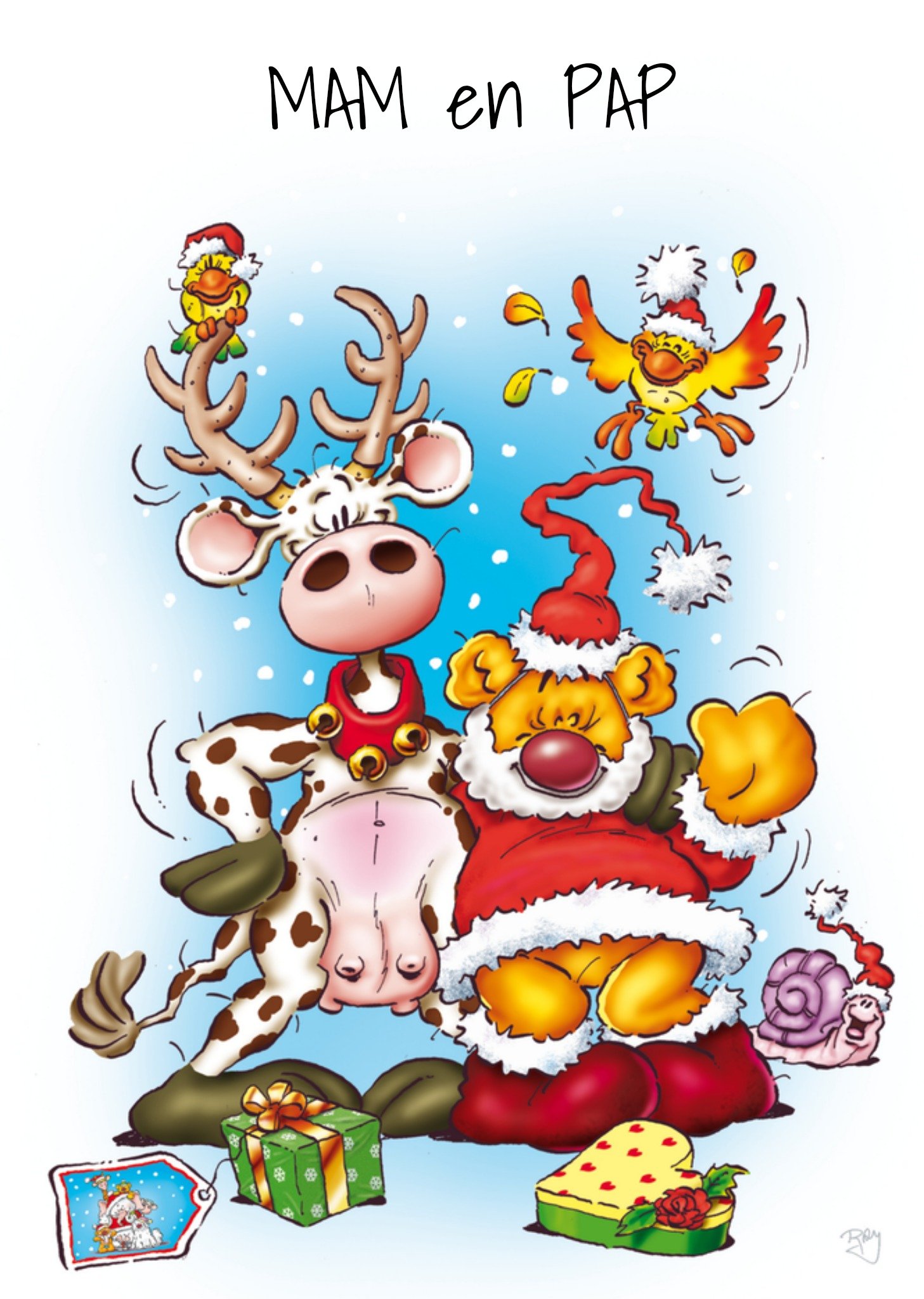 Kerstkaart ouders Doodles